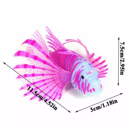 ⭐Artificial Glowing Lion Fish Luminous Fake Fish Aquarium Floating Glow In Da〕 □