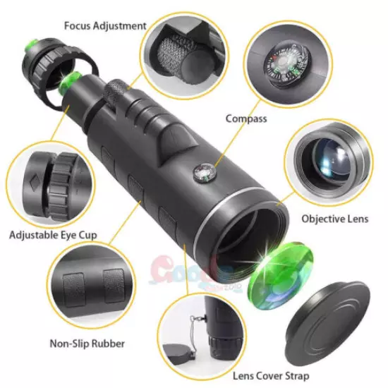 Day/Night Vision 40x60 Zoom HD Monocular Starscope Monocular Telescope + Tripod