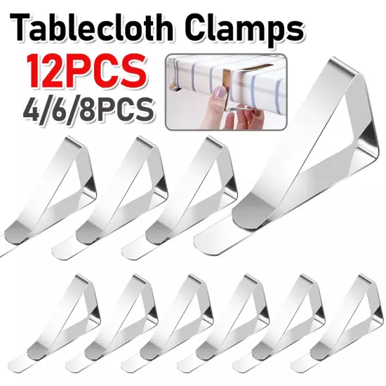 4-12Pcs Stainless Steel Table Cloth Clip Wedding Picnic Table Cover Clip Holder 