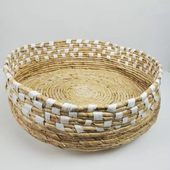 Vintage Coiled Rope Storage Basket Woven Large Bins Home Organizer 18x5"