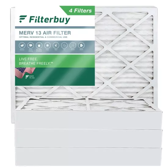 Filterbuy 20x25x4 Pleated Air Filters, Replacement for HVAC AC Furnace (MERV 13)