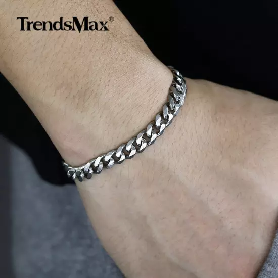 Men's Chain 3/5/7/9/11mm Stainless Steel Bracelet Silver Curb Cuban Link 7-11"