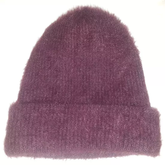 North Face dark maroon double-thickness knit beanie womens one-size