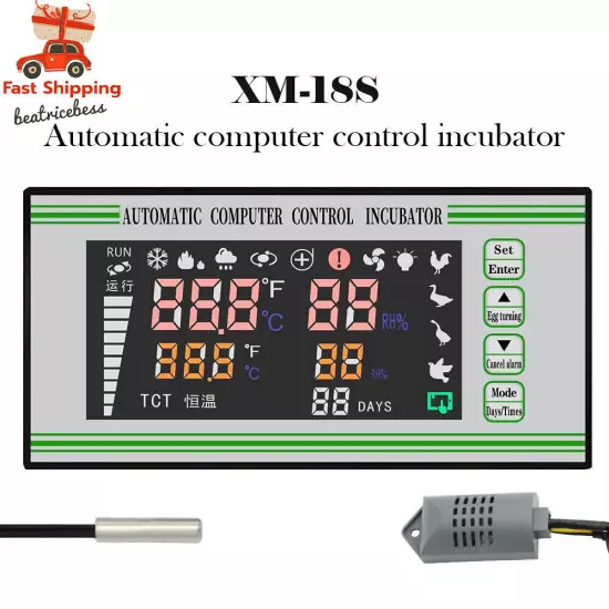 Automatic Egg Incubator Controller Thermostat Temperature Humidity Sensor XM-18S