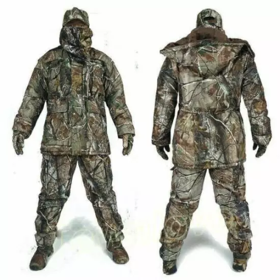 Mens Winter Bionic Camouflage Thicken Hunting Clothes Tactical Waterproof Suits