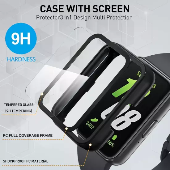 2-Pack for Samsung Galaxy Fit3 Case, Full-Coverage Screen Protector Tempered Gla