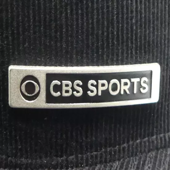 CBS Sports Otto Strap Back Hat Cap Black Corduroy 100% Cotton Eyelets 6 Panels