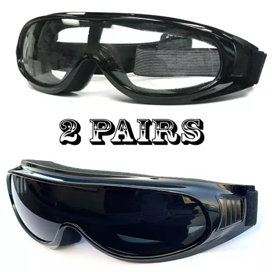 MOTORCYCLE GOGGLES FIT OVER PRESCRIPTION GLASSES SIDE VENTS CHOICE LENS COLOR 