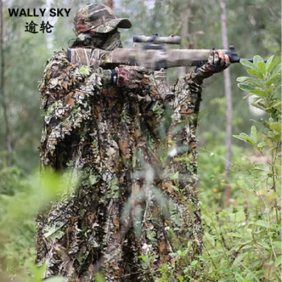 Spring Autumn Hunting Poncho 3D Lightweight Camouflage Ghillie Suit Cloak