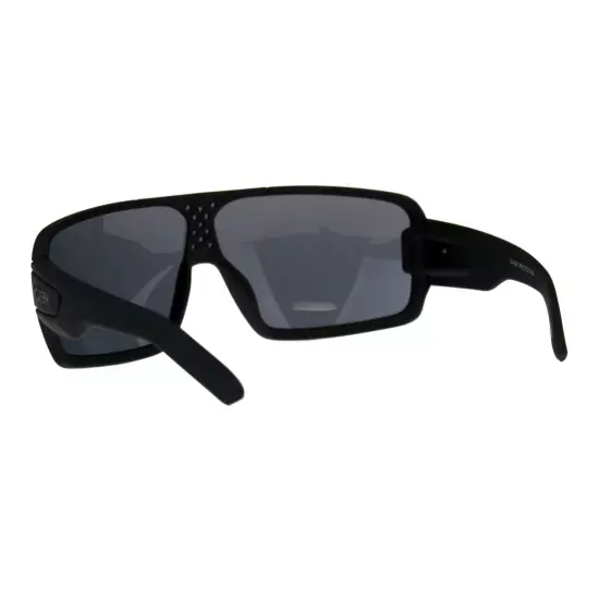 KUSH Goggle Sunglasses Mens Matted Black Shield Frame UV 400