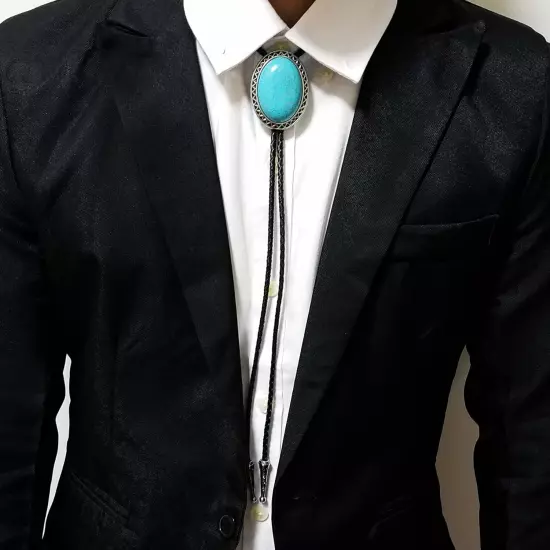 Genunie Leather Bolo Tie Native Western Bola Tie Stone