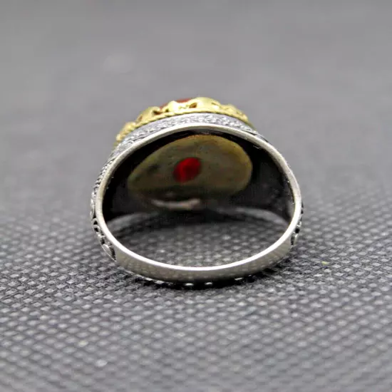 Red Agate Stone Claw Model 925 Sterling Silver Men's Ring Natural Stone Men's