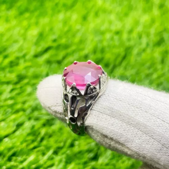 Natural BURMA RUBY Unisex Ring Real Burmese Ruby Ring 925 Sterling Silver Ring