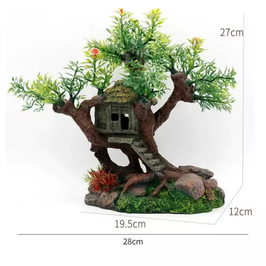 Aquarium Ornament Tree House Hiding Fish Cave For Fish Tank