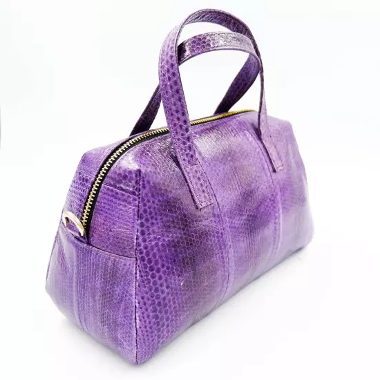 New Purple Genuine Sea Snake Leather Skin Women Shoulder Handbag Purse.