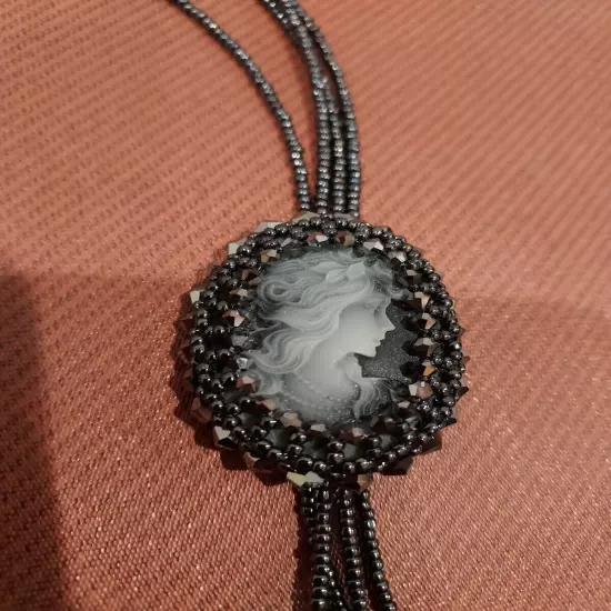 Vintage Victorian Lady Cameo Bolo Tie For Women Western Style Necktie