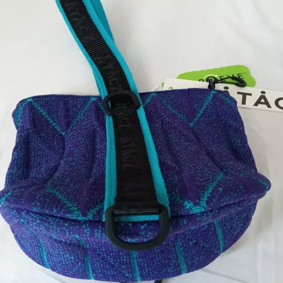 Nwt Atacz Recycled Poly Bag Purple Turquoise Zip Closure Travel Packable 