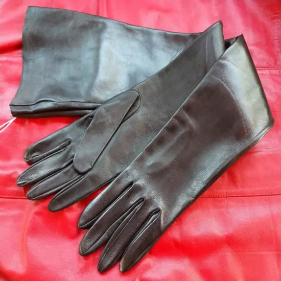 Size 9 ULTRA LONG R.C.E. UNLINED KID LEATHER GLOVES ITALY FORMAL EVENING BOUDOIR