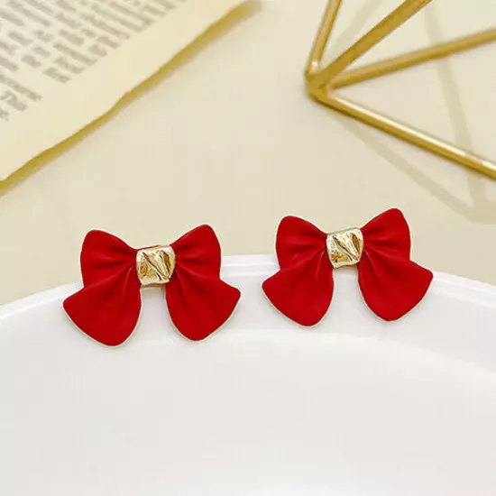 Fashion 18k Gold Plated Bow Stud Earrings Womens Girls Jewellery Party Red/Black