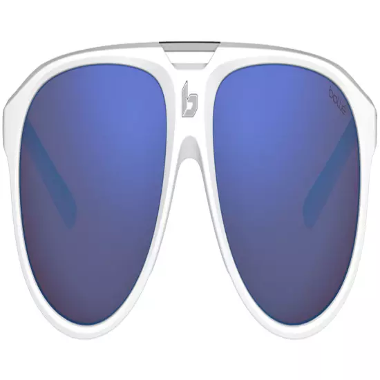 Bolle Euphoria White Blue Red Mt Round Pilot Sunglasses w/ Side Shields BS036006