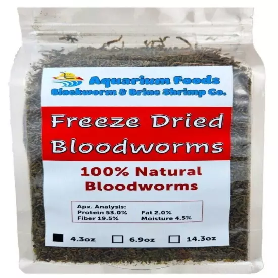 Aquatic Foods Inc. Bloodworms, Grade A Freeze Dried Bloodworms for All Tropic...