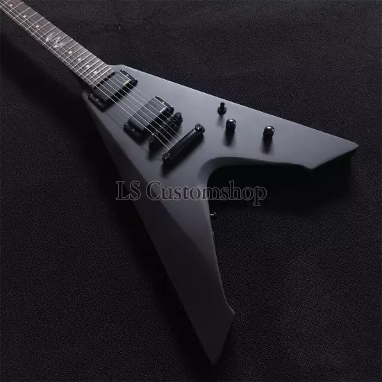 Custom James Hetfield Vulture Electric Guitar Unique V Shape Black Satin Active