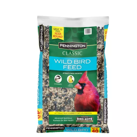 Pennington Classic Wild Bird Feed and Seed, 40 lb. Bag, Dry, 1 Pack