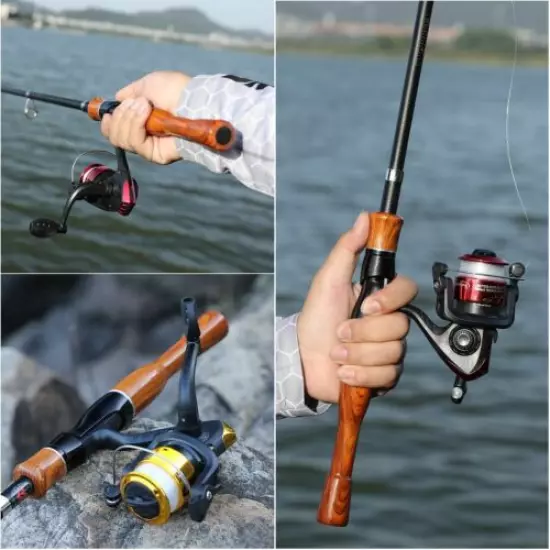 Telescopic Spinning Fishing Rod And Reel Combo Carbon Fiber Travel Pole 1.6m