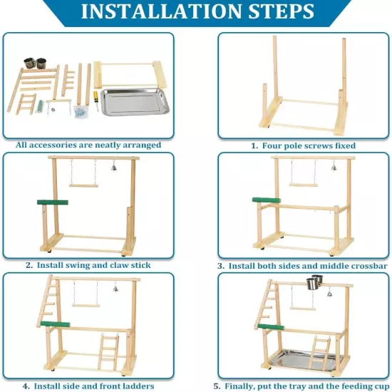 Pet Parrot Playstand Parrots Bird Playground Bird Play Stand Wood Perch Gym Play