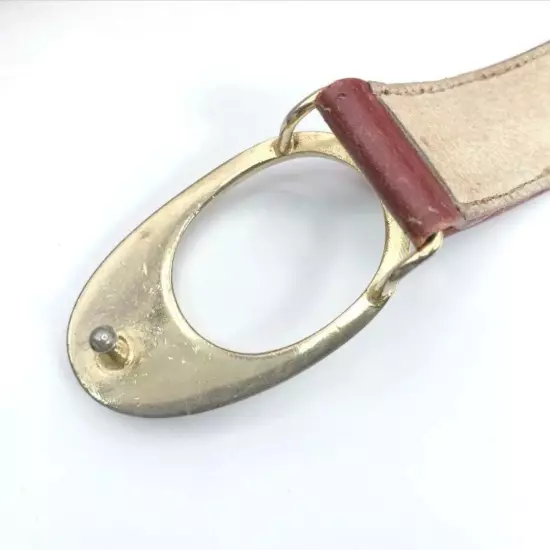 Gucci Belt Leather Bordeaux Gold 3 Holes Women Narrow 80/32 USED