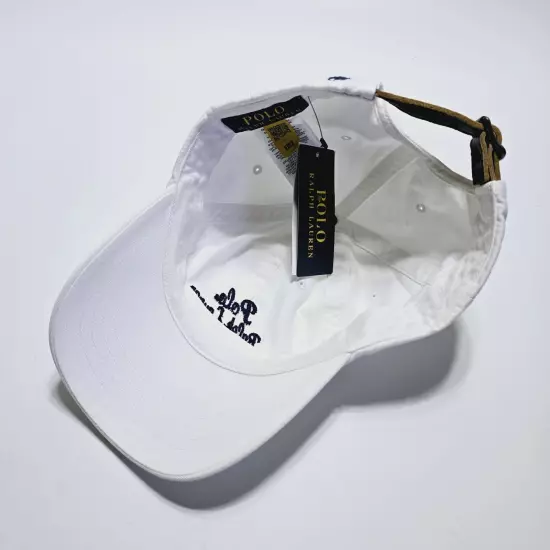 Polo Ralph Lauren Men's Cursive Script Chino Twill Baseball Ball Cap White Hat 