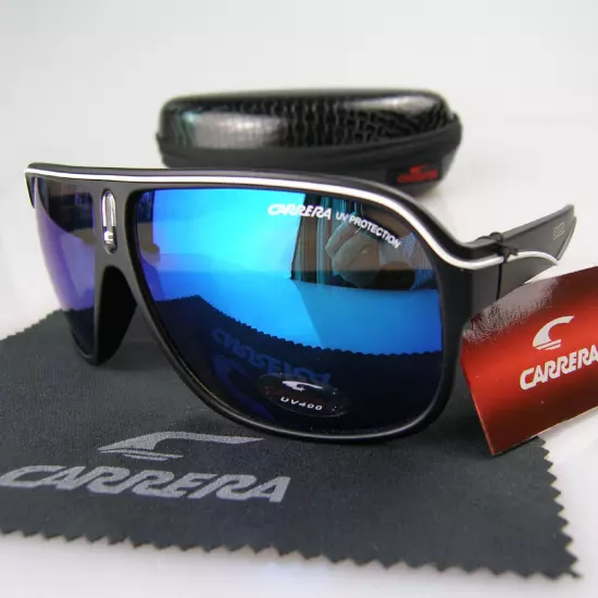 Men Women Retro Sunglasses Unisex Square Bright Black Frame Carrera Glasses C19