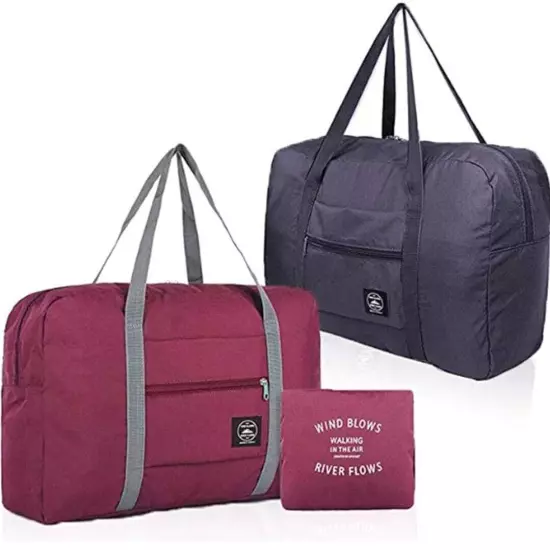 2 Pack Foldable Travel Bag Waterproof Travel Duffel Bag, Women/Men Canvas Bag