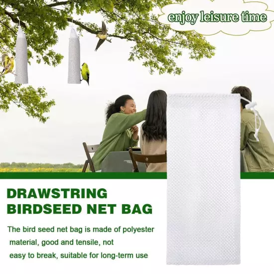 Thistle Seed Finch Feeder Bag Durable Hanging Mesh Sock with Drawstring Z9U5