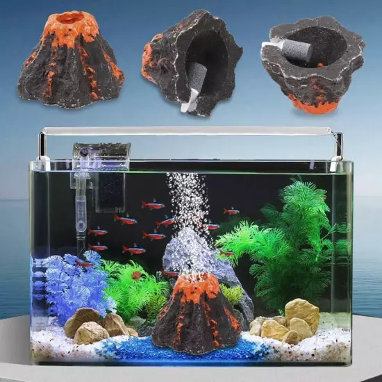 Fish Tank Oxygen Mini Artificial Resin Simulated Volcano Landscape Or D1P2 F4X0