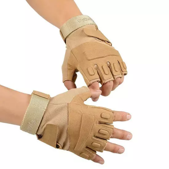 Half Finger Tactical Rubber Gloves Paintball Fingerless Cycling Shooting