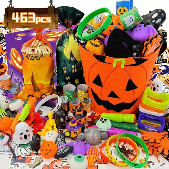 463PCS Halloween Party Favors Trick or Treat Goodies Bag Fillers Basket... 