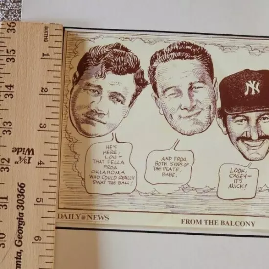 Vtg NY Yankees Newspaper Copy Mickey Mantle Babe Ruth Lou Gehrig Gallo Daily New