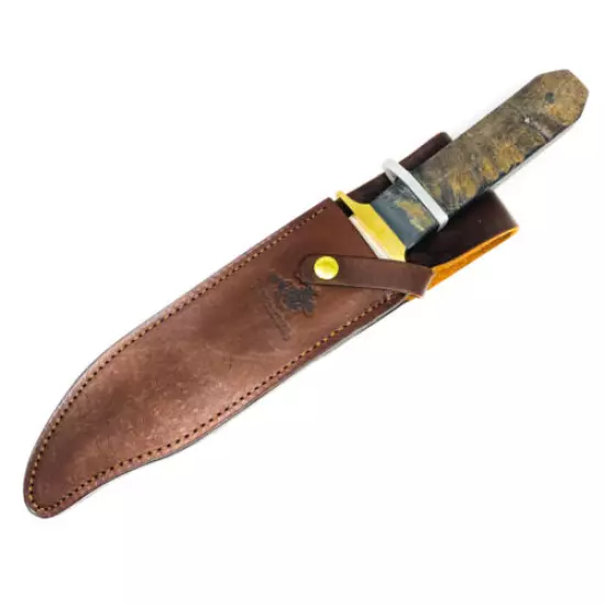 Elegant Pakistan Fixed Blade Survival Knife, 9 in Plain Blade, w/ Leather Sheath