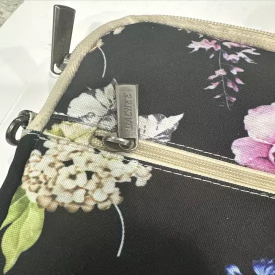 Dachee Laptop Shoulder Messenger Bag Black Peony Pattern Waterproof