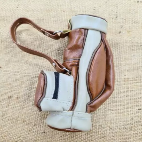 Mini Leather Golf Club Bag with Zip Ball Pocket for your Doll or for Decor