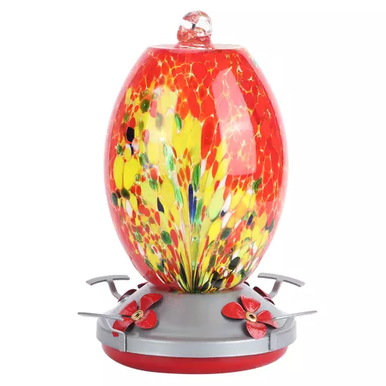 Q1)Hummingbirds Water Feeder Colorful Painting Glass Bird Feeding Tool For