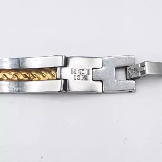 RCI Bracelet 18KT Stamped Gold Stainless Steel Mens Unisex Box Link 8.5 in