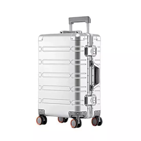 All Aluminum-magnesium Alloy Travel Suitcase Men's Business Rolling Luggage on