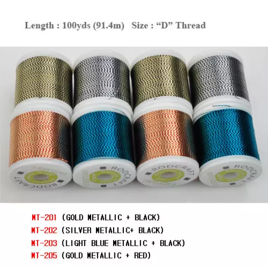 Lot of 8ea - Rodcraft Wrapping 2tone Metallic Thread D 100yd (WK-008)