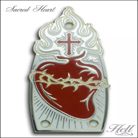 "SACRED HEART" 100% Brass Truss Rod Cover. Fits most Gretsch® style guitars.