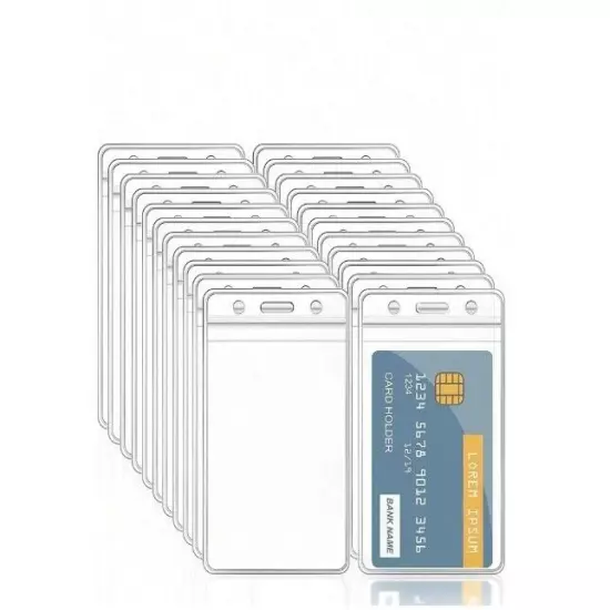 10 ID Card Badge Holder Vertical Clear soft Plastic Waterproof Business Case USA