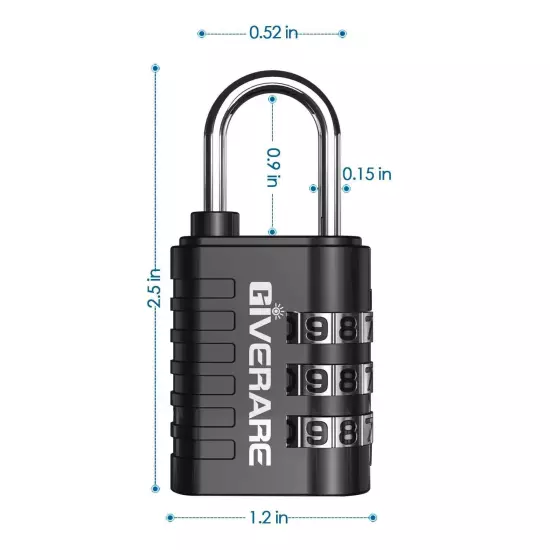 8 Pack Combination Lock, 3-Digit Padlock Keyless, Resettable Luggage Locks fo...