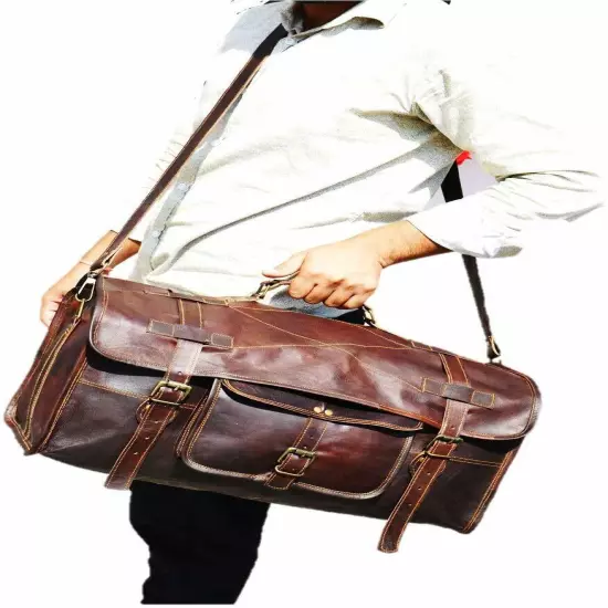 Men's Leather Large Duffle Travel Bag Baggage Luggage Weekender Overnight Bags