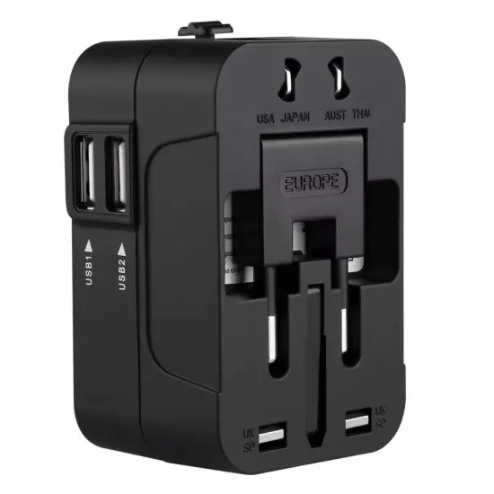 100V-250V 2A 2 USB Charger International Universal World Travel Adapter Plug